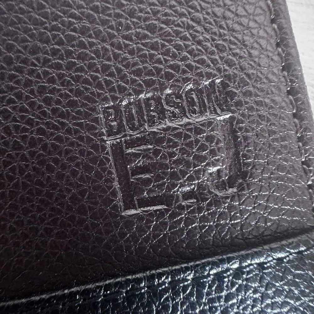 Bobson International Luxury Black Pebbled Leather Bofold mens wallet unused